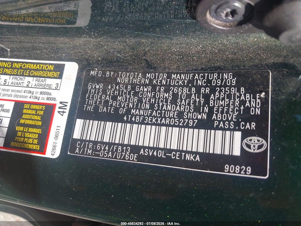 4T4BF3EKXAR052797 2010 TOYOTA CAMRY photo no. 9