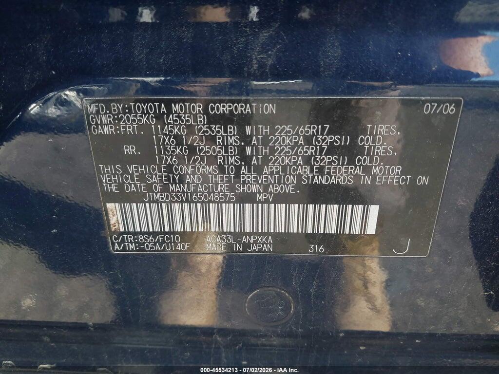 JTMBD33V165048575 2006 TOYOTA RAV4 photo no. 9