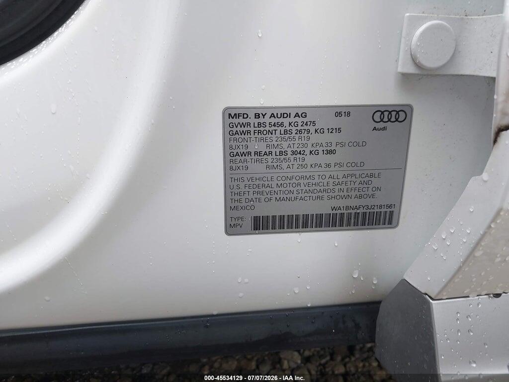 WA1BNAFY3J2181561 2018 AUDI Q5 photo no. 9