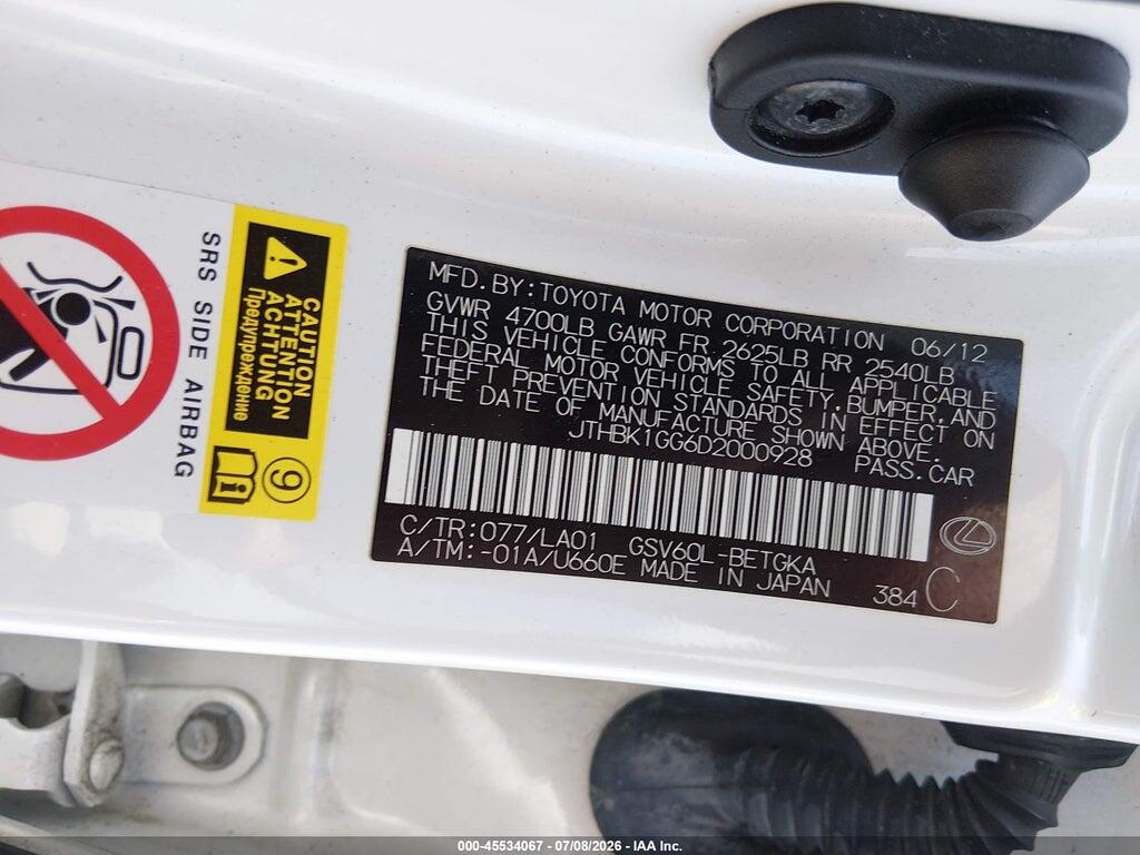 JTHBK1GG6D2000928 2013 LEXUS ES 350 photo no. 9