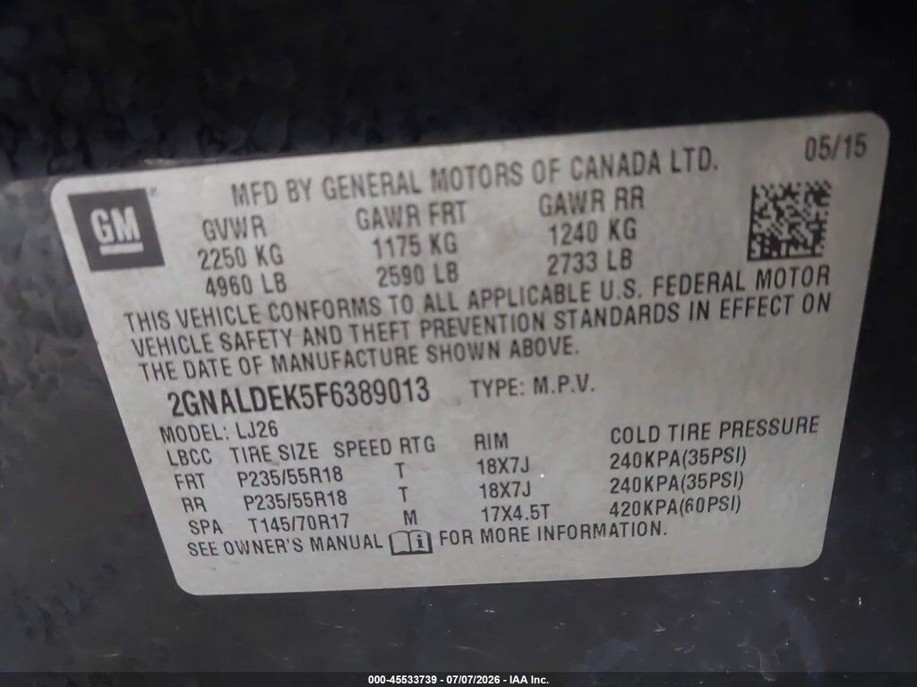 2GNALDEK5F6389013 2015 CHEVROLET EQUINOX photo no. 9