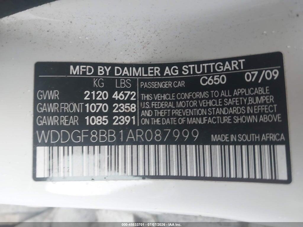 WDDGF8BB1AR087999 2010 MERCEDES-BENZ C 300 photo no. 9