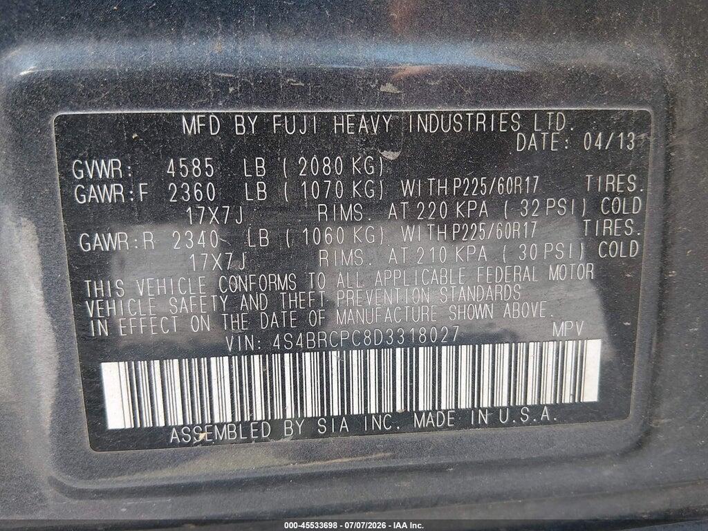 4S4BRCPC8D3318027 2013 SUBARU OUTBACK photo no. 9