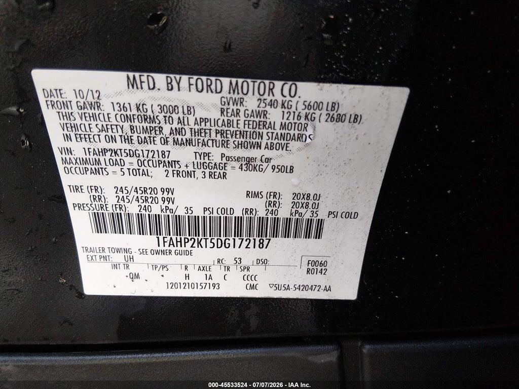 1FAHP2KT5DG172187 2013 FORD TAURUS photo no. 9