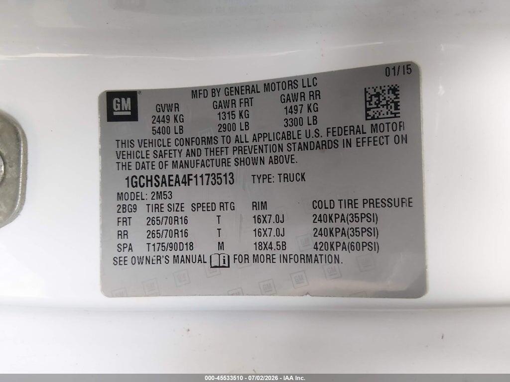 1GCHSAEA4F1173513 2015 CHEVROLET COLORADO photo no. 9