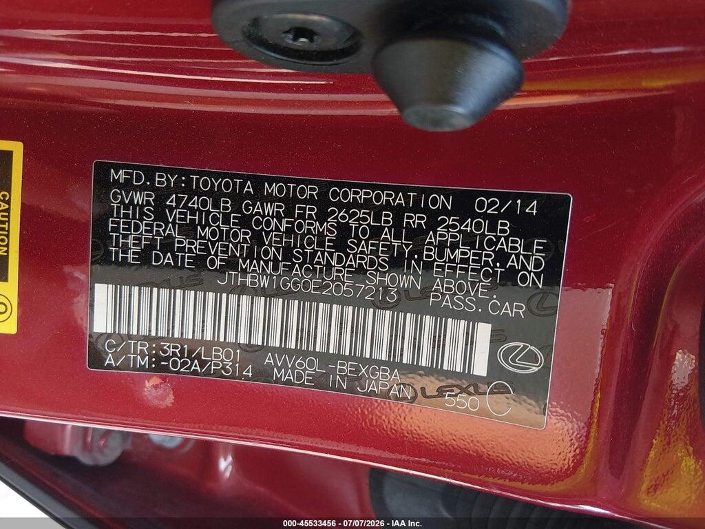 JTHBW1GG0E2057213 2014 LEXUS ES 300H photo no. 9