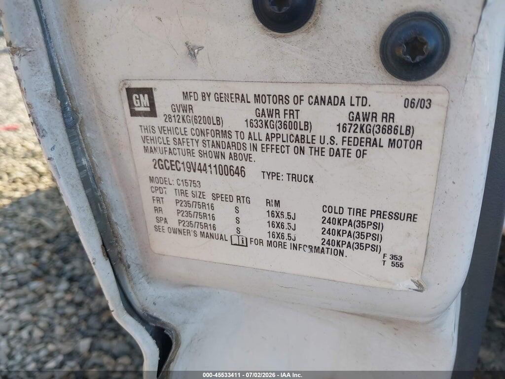 2GCEC19V441100646 2004 CHEVROLET SILVERADO 1500 photo no. 9