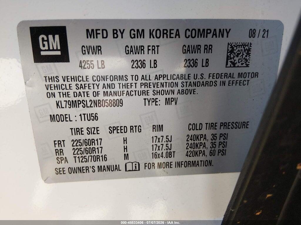 KL79MPSL2NB058809 2022 CHEVROLET TRAILBLAZER photo no. 9
