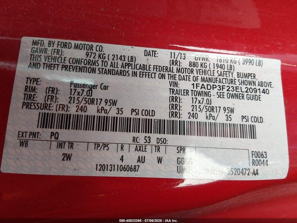 1FADP3F23EL209140 2014 FORD FOCUS photo no. 9