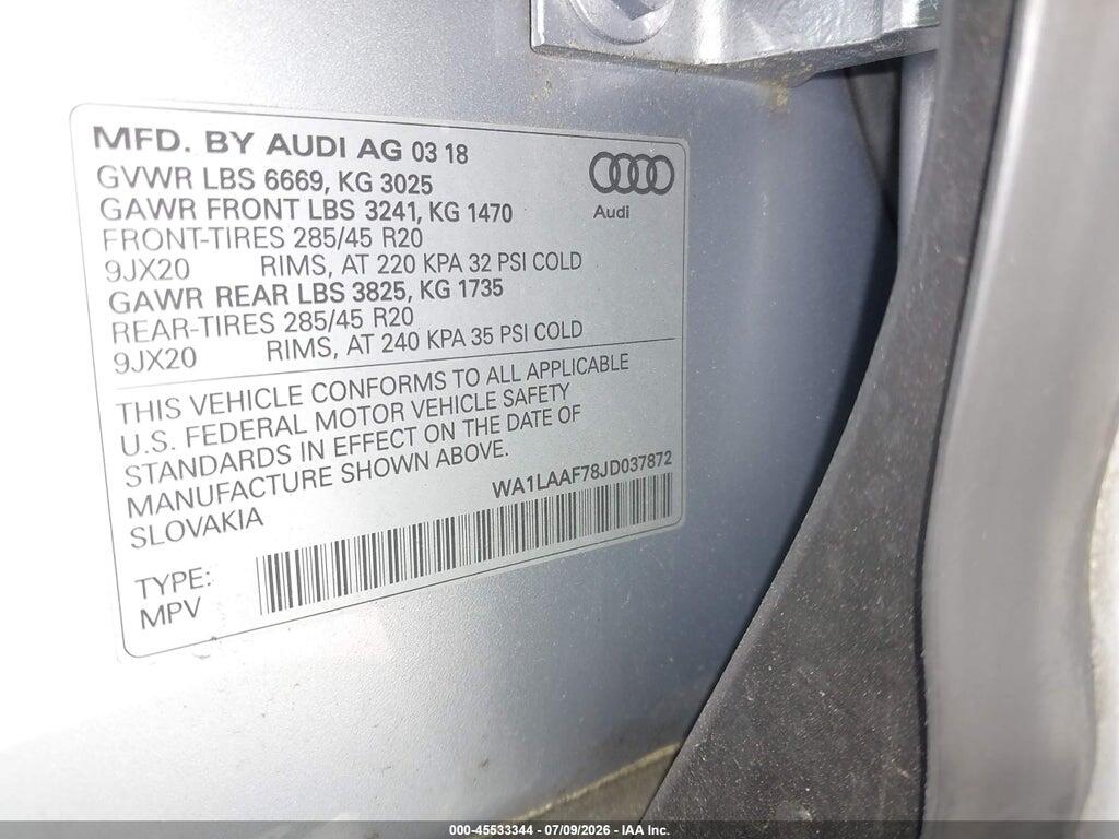 WA1LAAF78JD037872 2018 AUDI Q7 photo no. 9