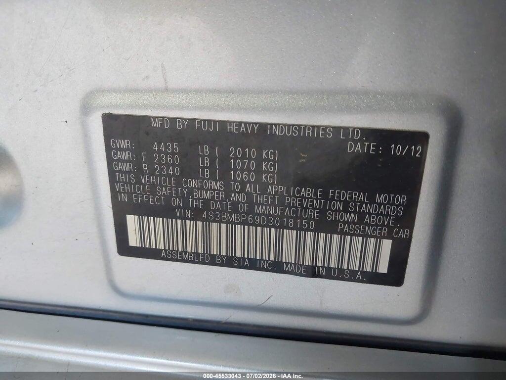 4S3BMBP69D3018150 2013 SUBARU LEGACY photo no. 9