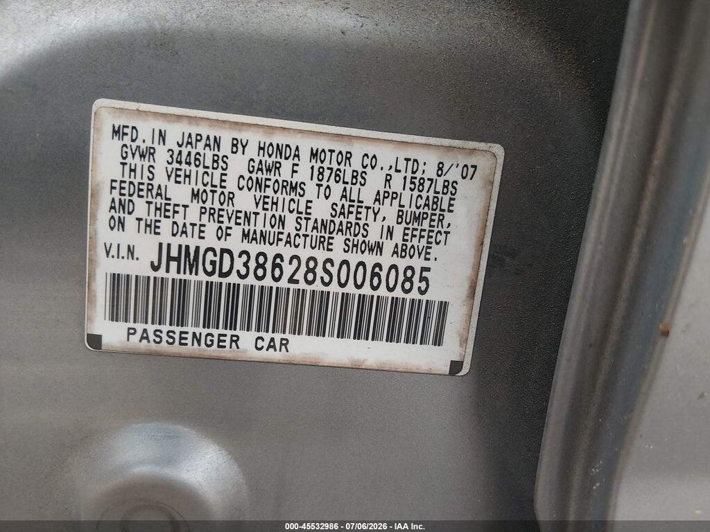 JHMGD38628S006085 2008 HONDA FIT photo no. 9