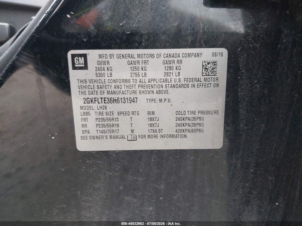 2GKFLTE36H6131947 2017 GMC TERRAIN photo no. 9