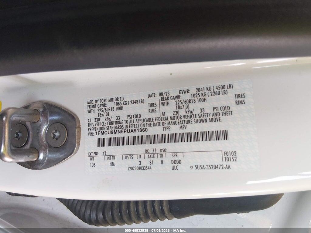 1FMCU9MN5PUA91860 2023 FORD ESCAPE photo no. 9