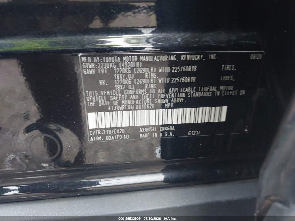 4T3DWRFV4LU010828 2020 TOYOTA RAV4 HYBRID photo no. 9