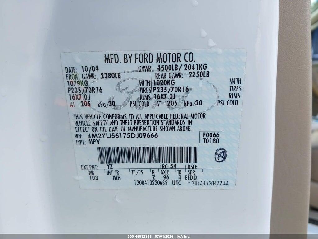 4M2YU56175DJ09666 2005 MERCURY MARINER photo no. 9