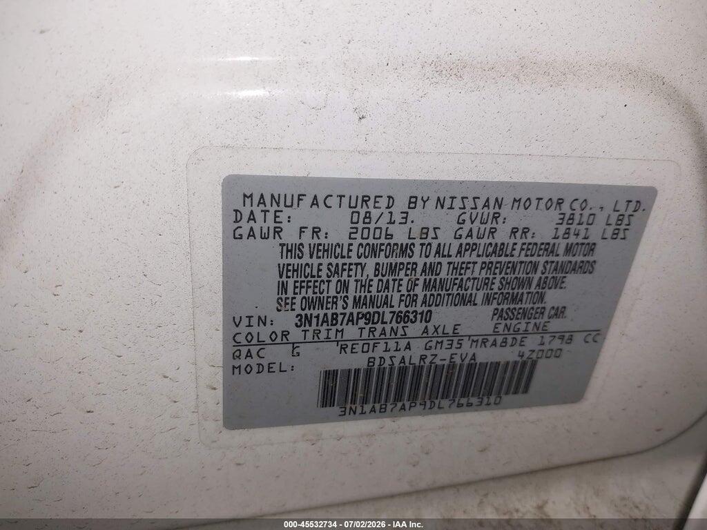 3N1AB7AP9DL766310 2013 NISSAN SENTRA photo no. 9