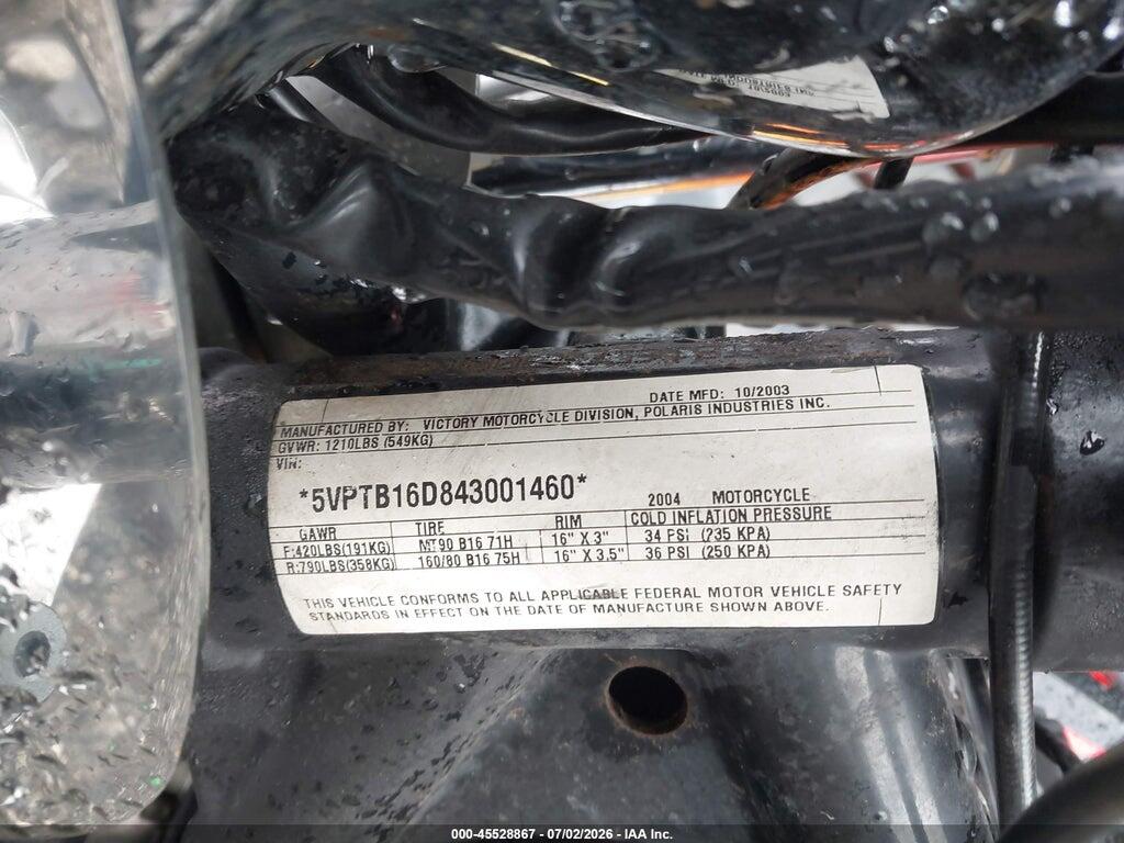 5VPTB16D843001460 2004 VICTORY MOTORCYCLES TOURING photo no. 10