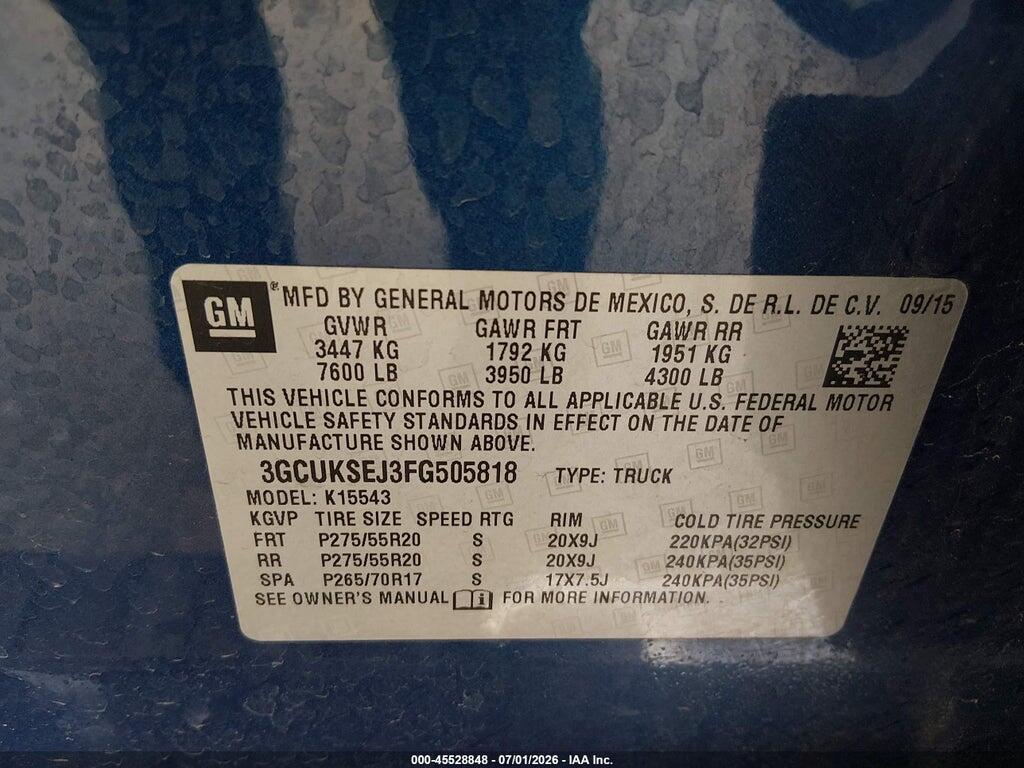 3GCUKSEJ3FG505818 2015 CHEVROLET SILVERADO 1500 photo no. 9