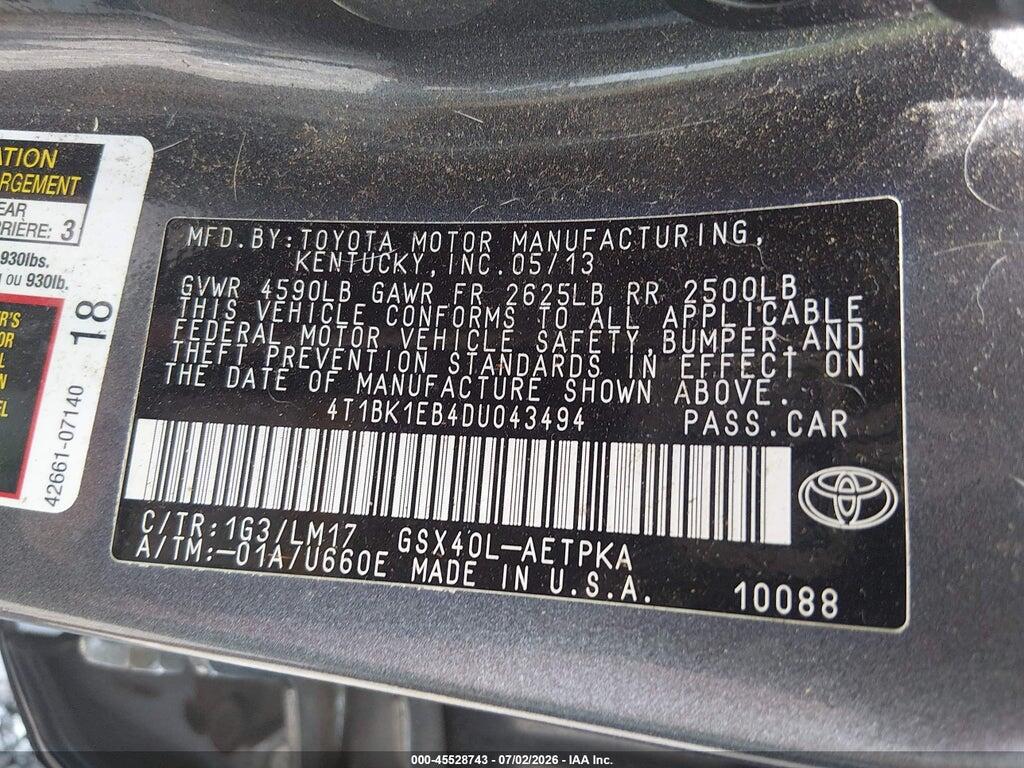 4T1BK1EB4DU043494 2013 TOYOTA AVALON photo no. 9