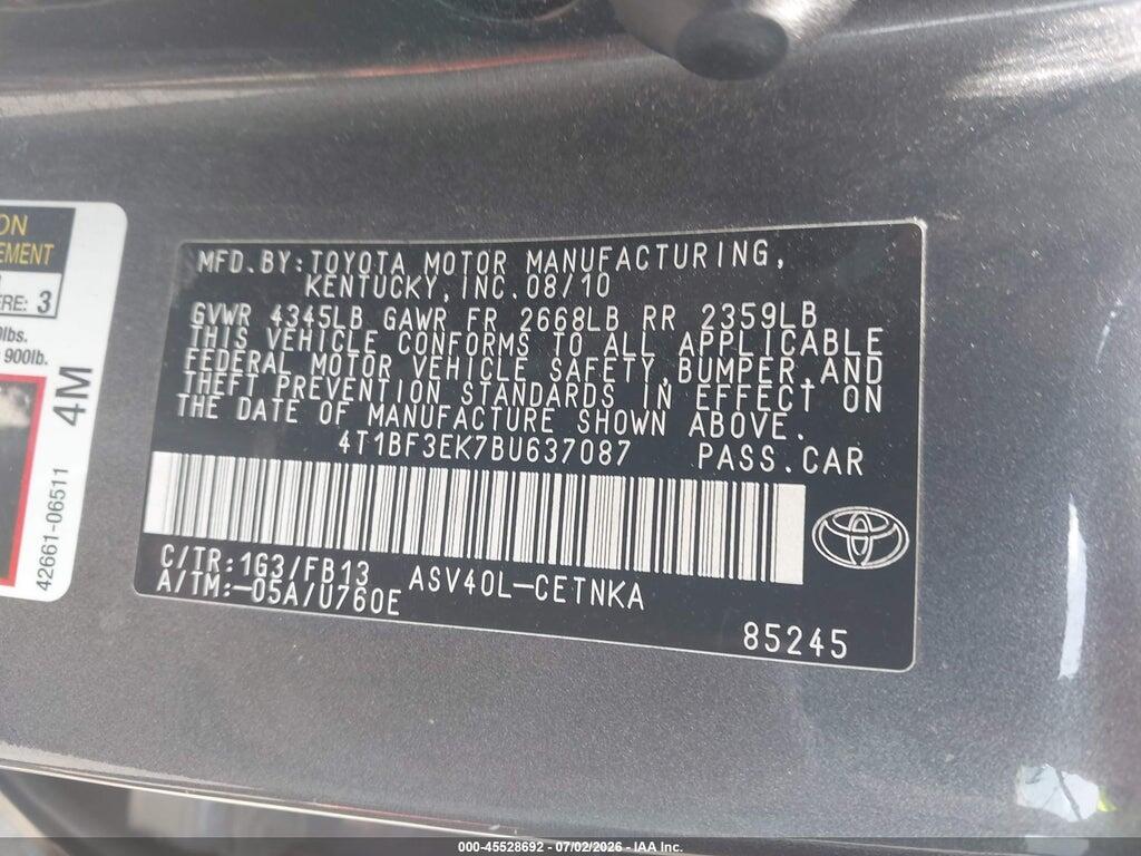 4T1BF3EK7BU637087 2011 TOYOTA CAMRY photo no. 9