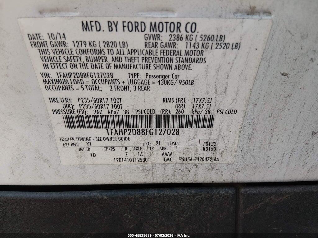 1FAHP2D88FG127028 2015 FORD TAURUS photo no. 9