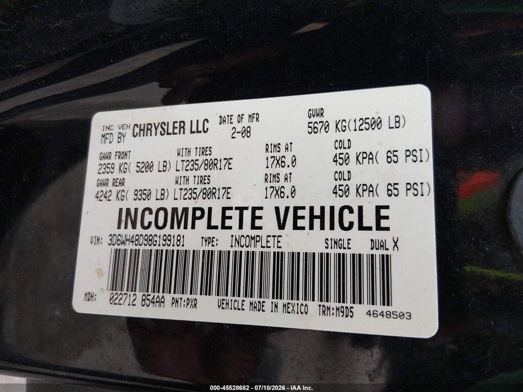 3D6WH48D98G199181 2008 DODGE RAM 3500 HD CHASSIS photo no. 9