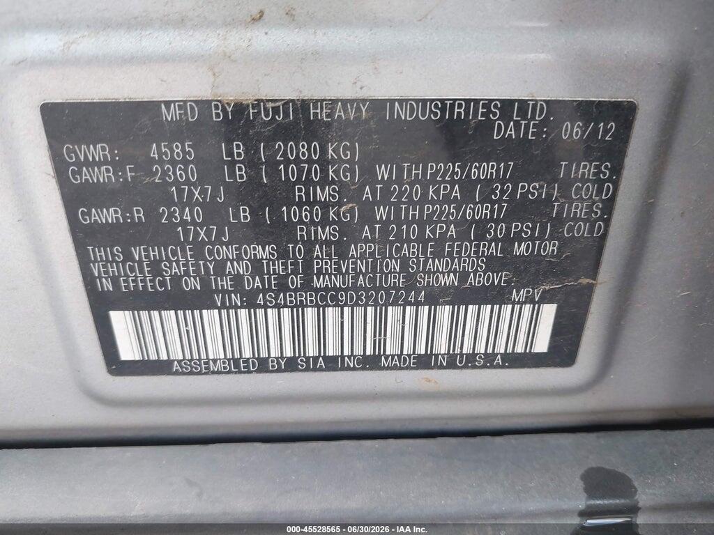4S4BRBCC9D3207244 2013 SUBARU OUTBACK photo no. 9