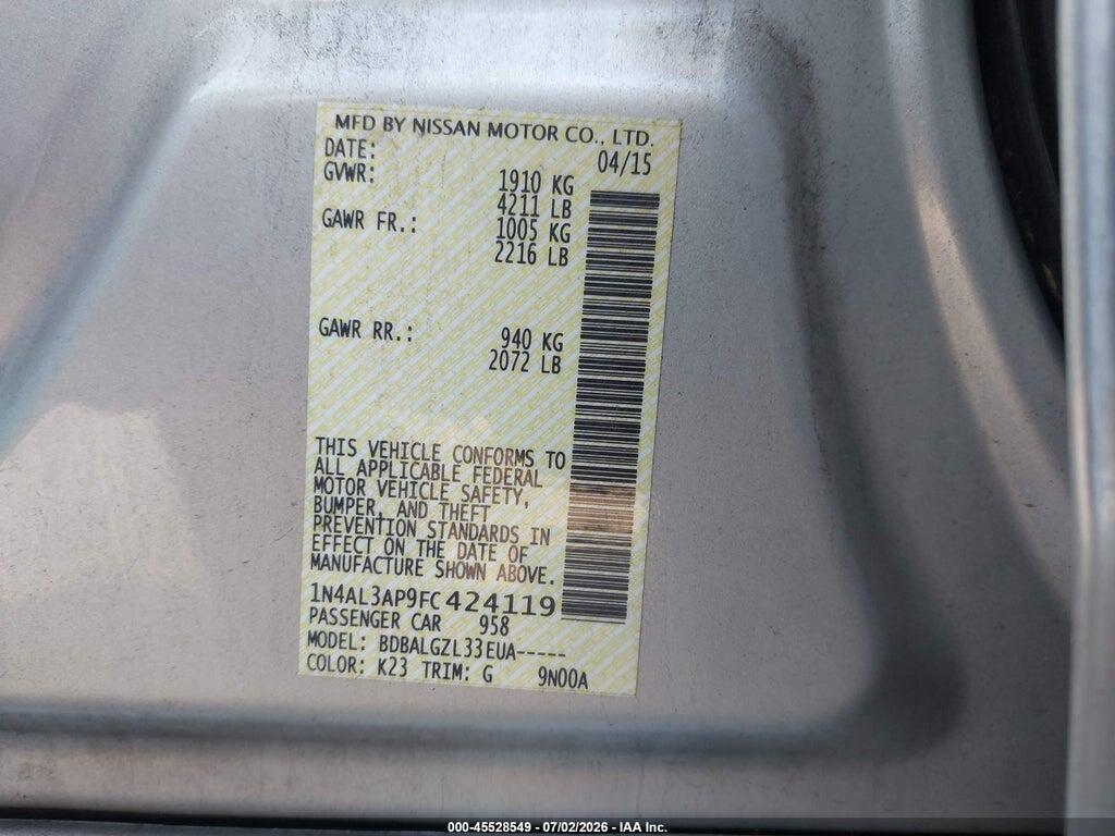 1N4AL3AP9FC424119 2015 NISSAN ALTIMA photo no. 9