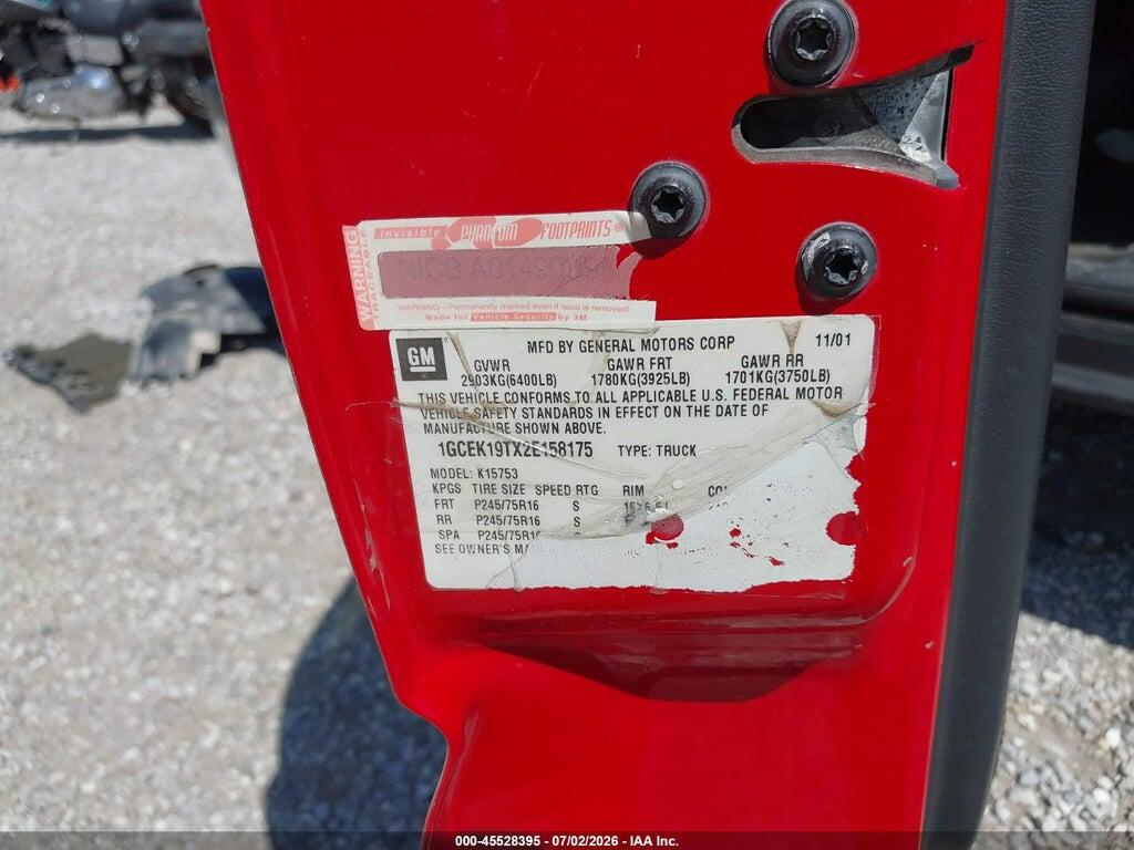 1GCEK19TX2E158175 2002 CHEVROLET SILVERADO 1500 photo no. 9