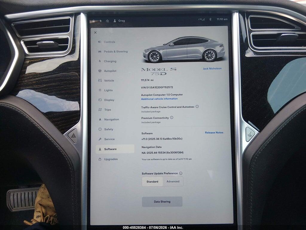 5YJSA1E20GF152572 2016 TESLA MODEL S photo no. 7