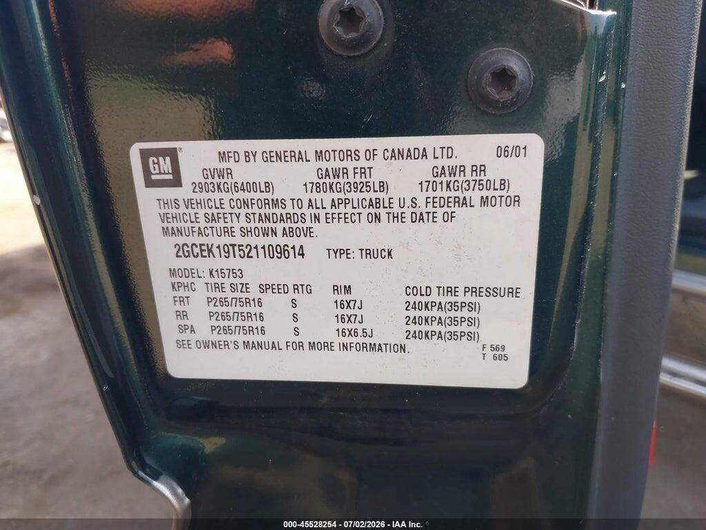 2GCEK19T521109614 2002 CHEVROLET SILVERADO 1500 photo no. 9