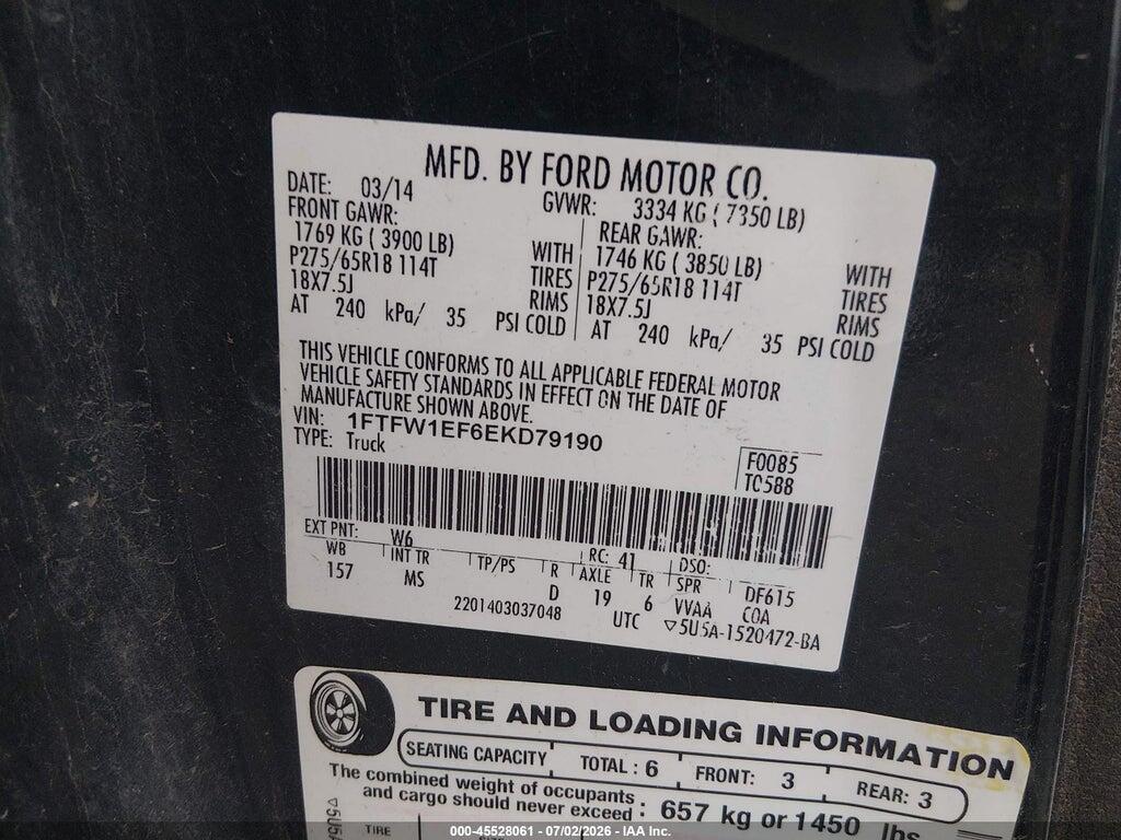 1FTFW1EF6EKD79190 2014 FORD F-150 photo no. 9