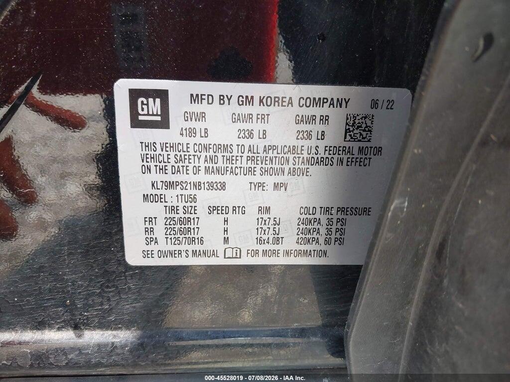 KL79MPS21NB139338 2022 CHEVROLET TRAILBLAZER photo no. 9