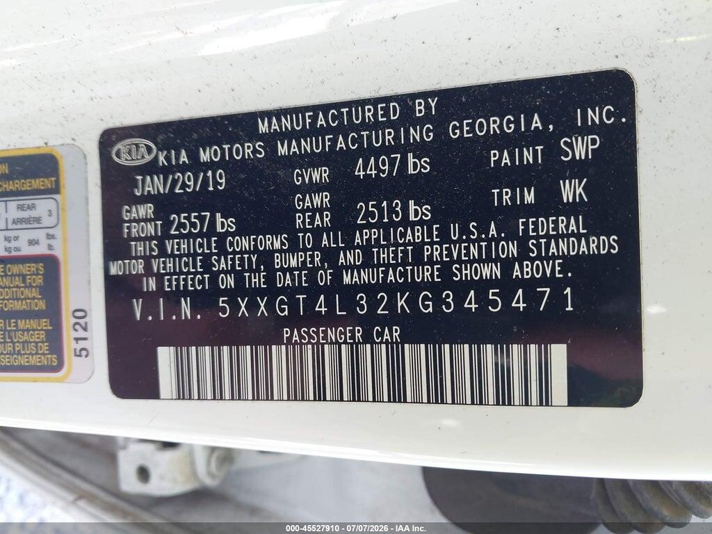 5XXGT4L32KG345471 2019 KIA OPTIMA photo no. 9