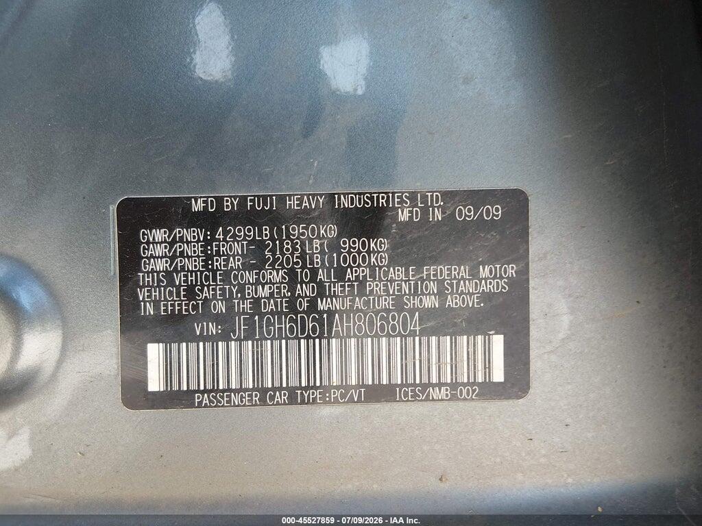 JF1GH6D61AH806804 2010 SUBARU IMPREZA OUTBACK SPORT photo no. 9