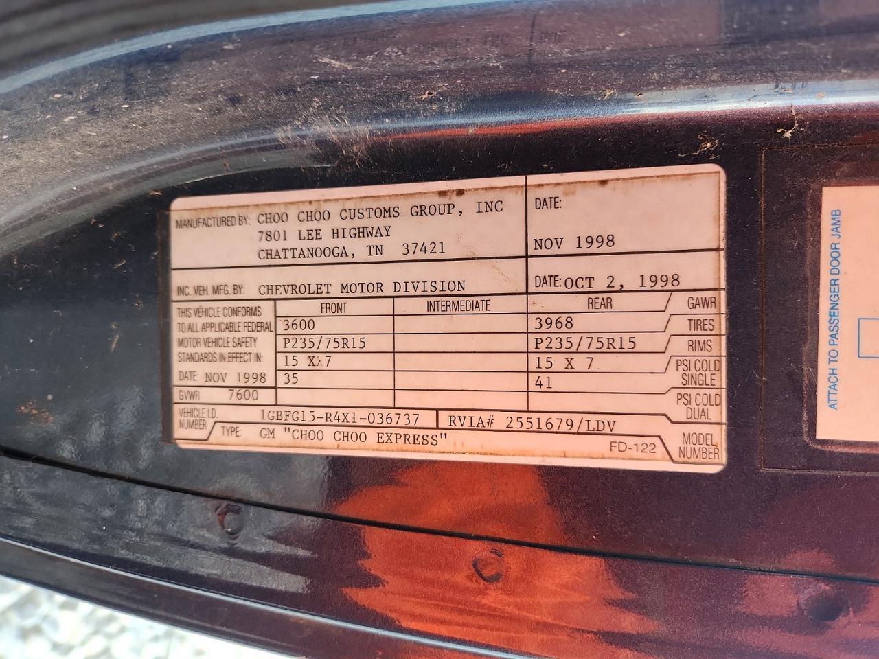 1999 CHEVROLET EXPRESS G1500 — Фото 12 из 12
