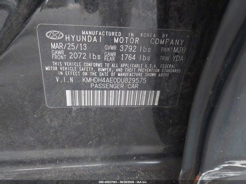 KMHDH4AE0DU829575 2013 HYUNDAI ELANTRA photo no. 9