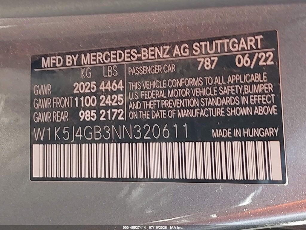 W1K5J4GB3NN320611 2022 MERCEDES-BENZ CLA 250 COUPE photo no. 9
