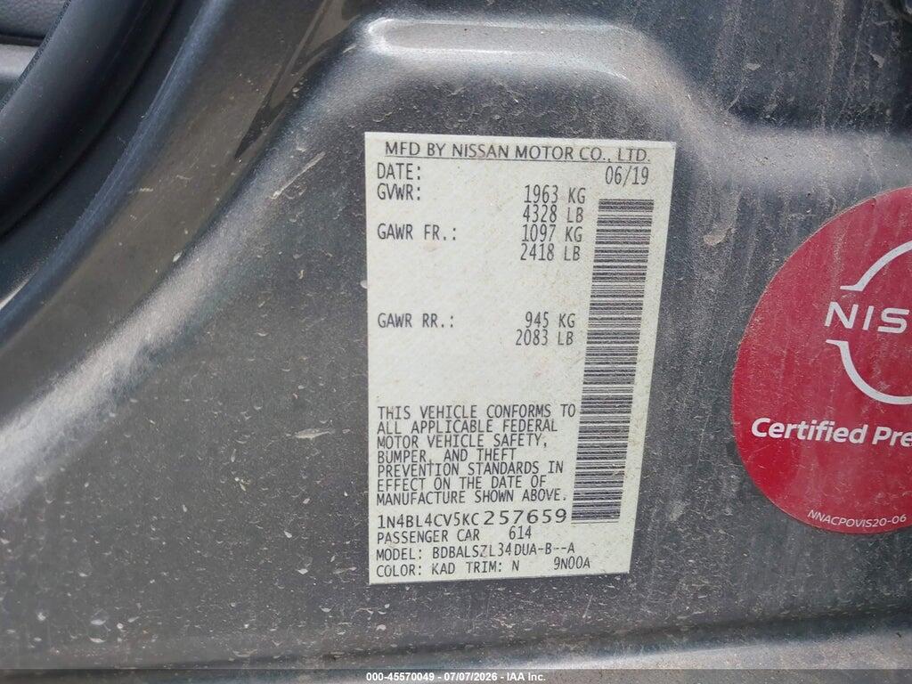 1N4BL4CV5KC257659 2019 NISSAN ALTIMA photo no. 9