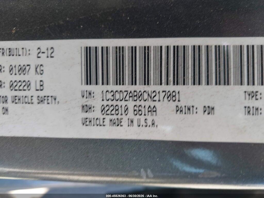 1C3CDZAB0CN217081 2012 DODGE AVENGER photo no. 9