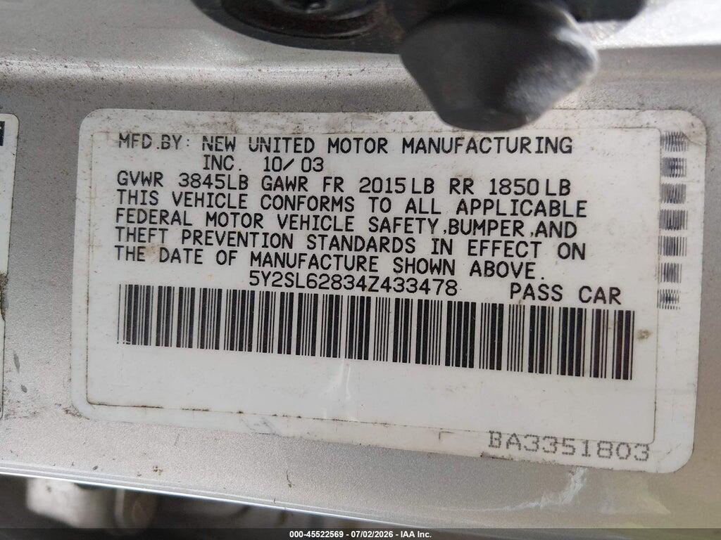 5Y2SL62834Z433478 2004 PONTIAC VIBE photo no. 9
