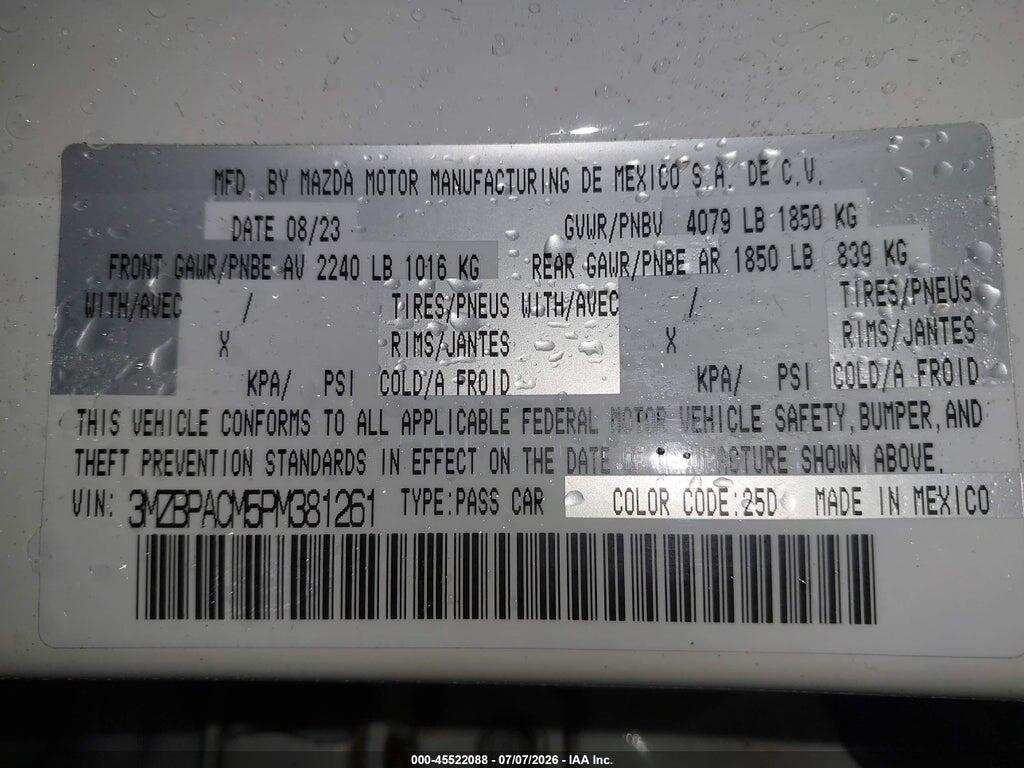 3MZBPACM5PM381261 2023 MAZDA MAZDA3 photo no. 9