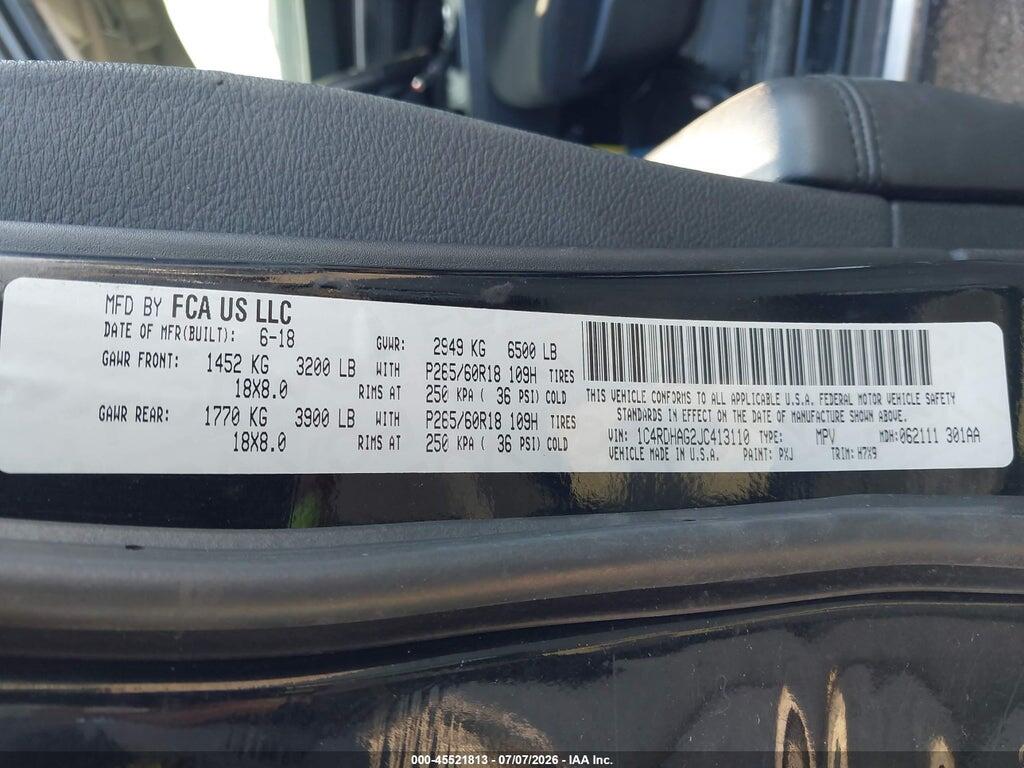 1C4RDHAG2JC413110 2018 DODGE DURANGO photo no. 9