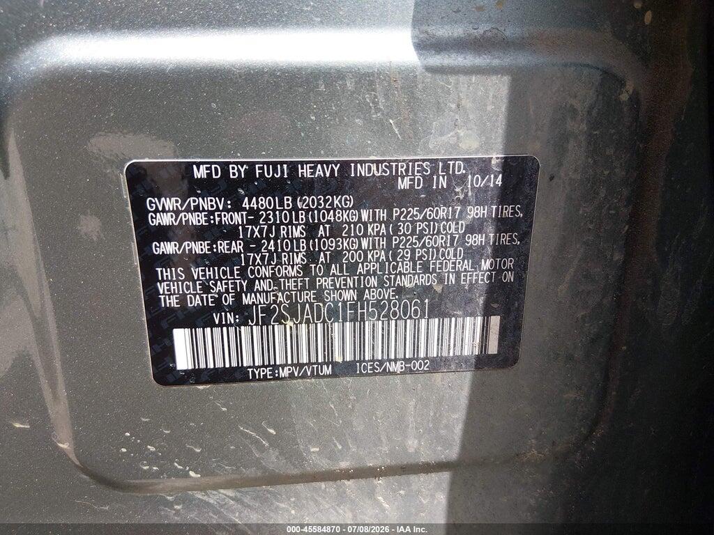 JF2SJADC1FH528061 2015 SUBARU FORESTER photo no. 9