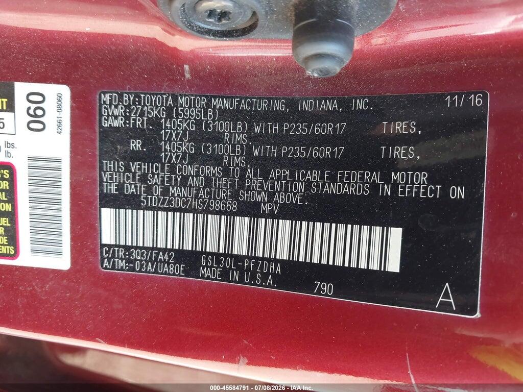 5TDZZ3DC7HS798668 2017 TOYOTA SIENNA photo no. 9
