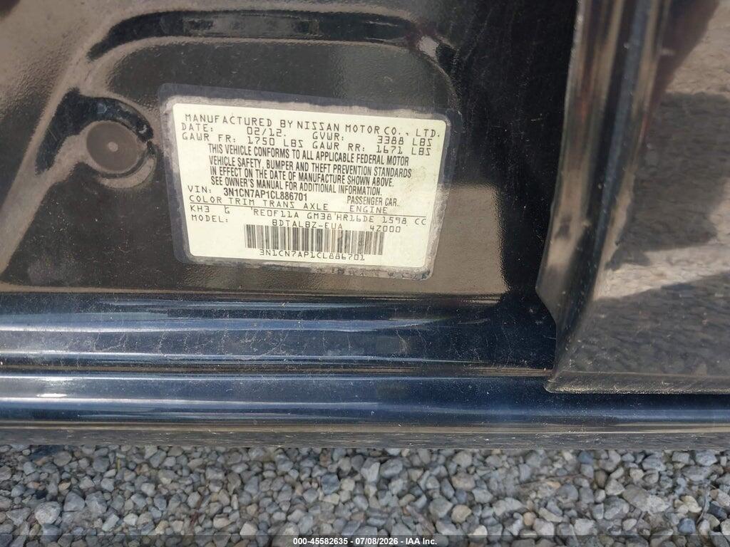 3N1CN7AP1CL886701 2012 NISSAN VERSA photo no. 9