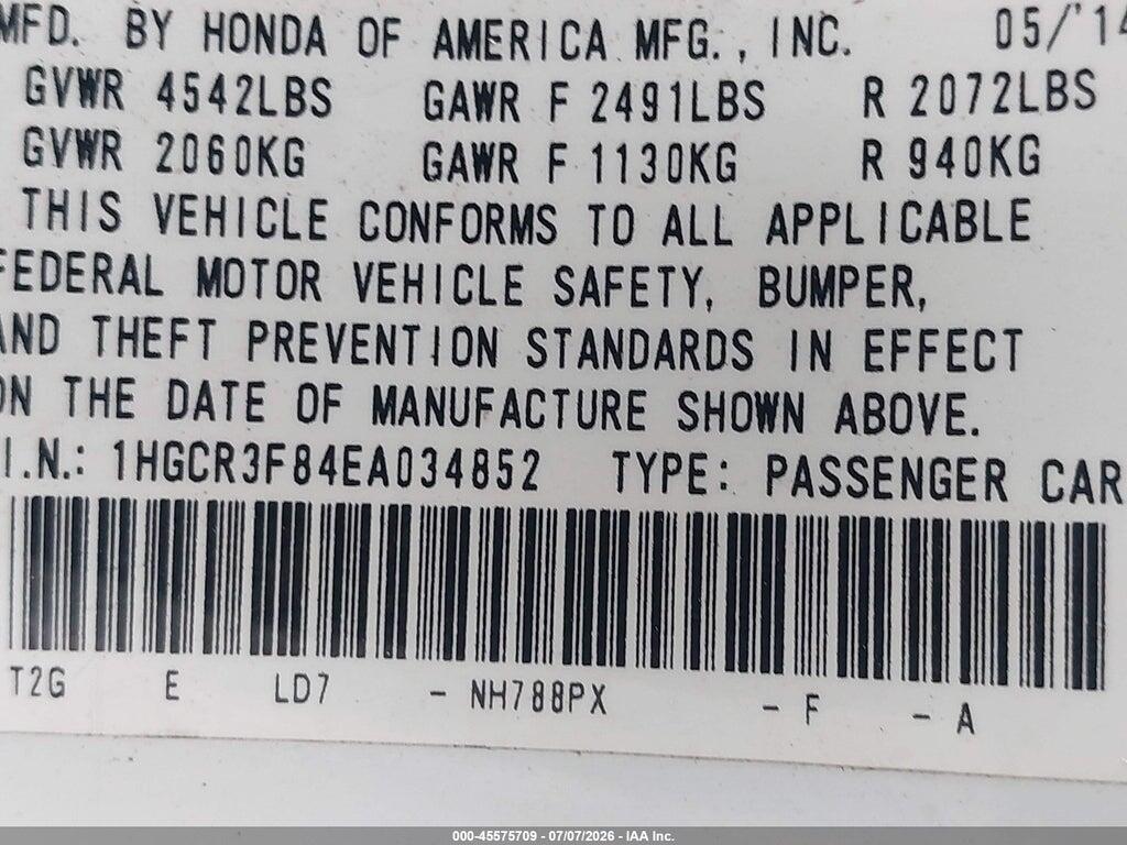 1HGCR3F84EA034852 2014 HONDA ACCORD photo no. 9