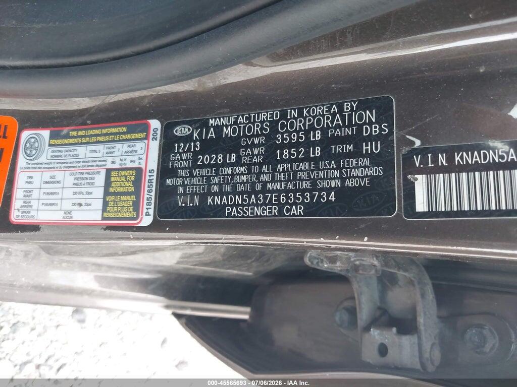 KNADN5A37E6353734 2014 KIA RIO photo no. 9