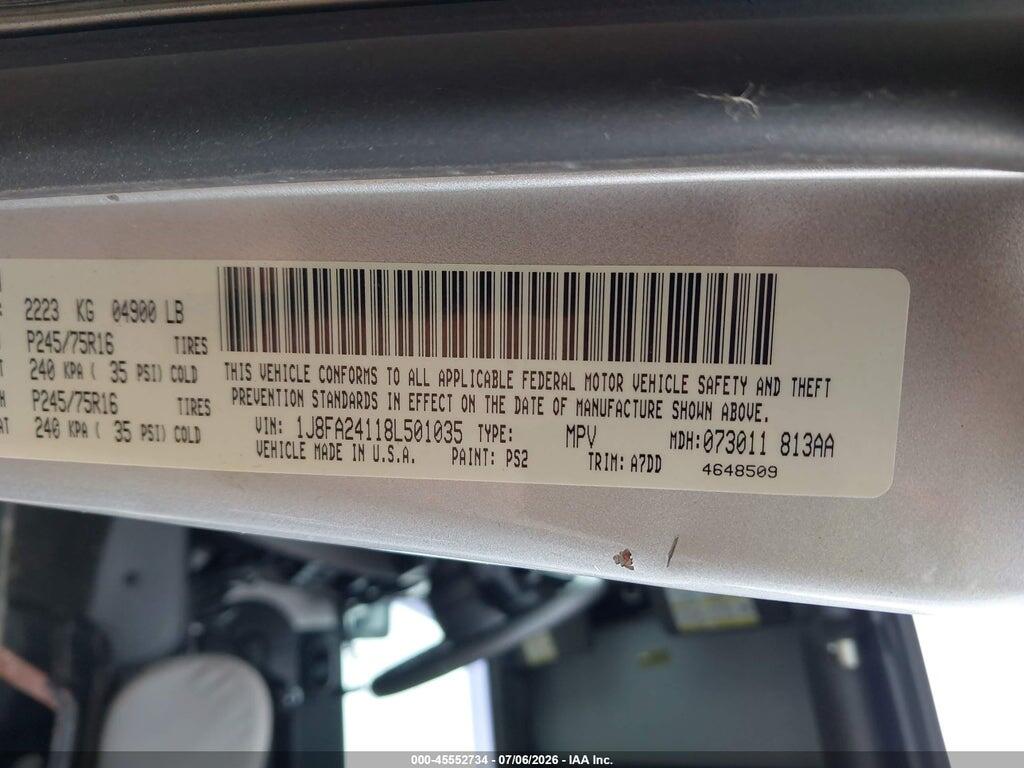 1J8FA24118L501035 2008 JEEP WRANGLER photo no. 9